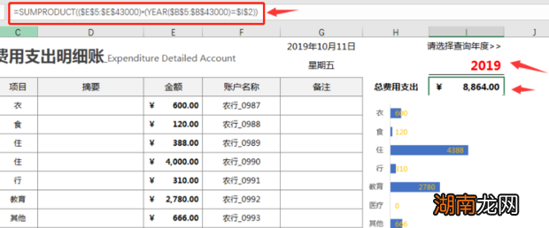 收支统计表格制作数据汇总方法明细帐汇总