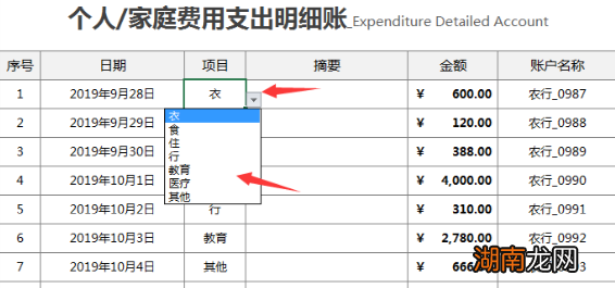 收支统计表格制作数据汇总方法明细帐汇总