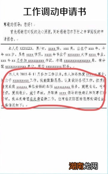 工作调动申请书怎么写