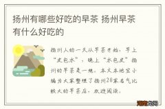 扬州有哪些好吃的早茶 扬州早茶有什么好吃的