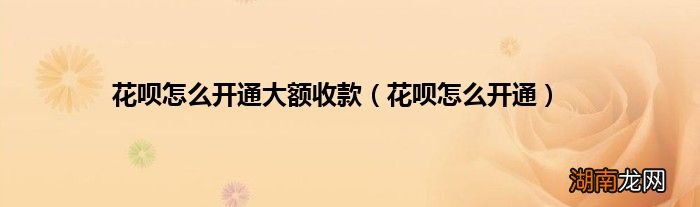 花呗怎么开通 花呗怎么开通大额收款