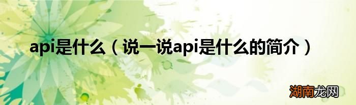 说一说api是什么的简介 api是什么