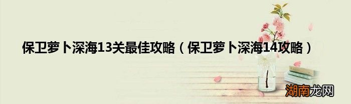 保卫萝卜深海14攻略 保卫萝卜深海13关最佳攻略