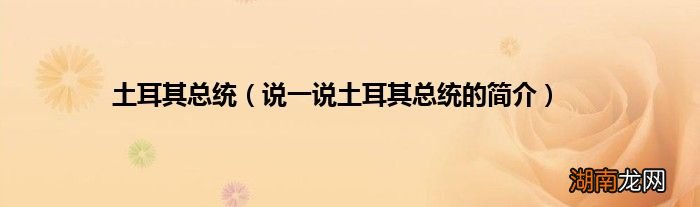 说一说土耳其总统的简介 土耳其总统