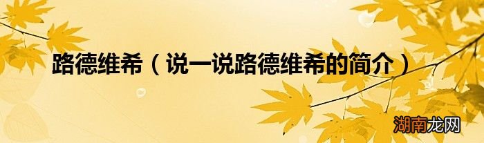 说一说路德维希的简介 路德维希