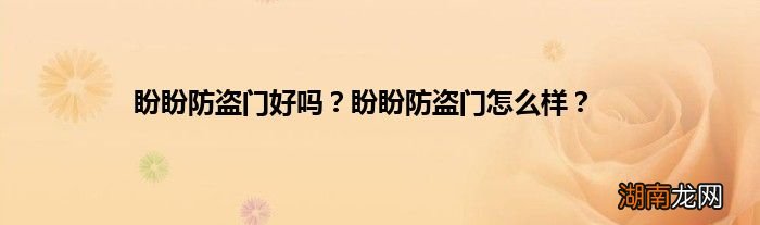 盼盼防盗门好吗?盼盼防盗门怎么样?