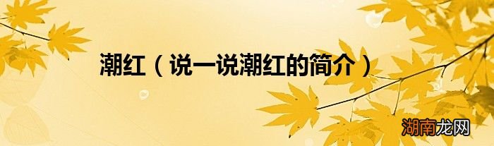 说一说潮红的简介 潮红