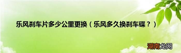 乐风多久换刹车碟? 乐风刹车片多少公里更换