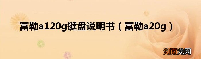 富勒a20g 富勒a120g键盘说明书