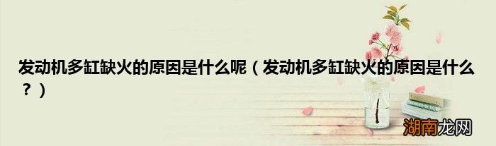 发动机多缸缺火的原因是什么？ 发动机多缸缺火的原因是什么呢