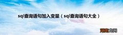 sql查询语句大全 sql查询语句加入变量