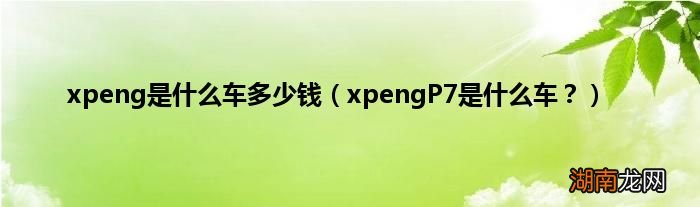 xpengP7是什么车？ xpeng是什么车多少钱