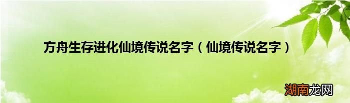 仙境传说名字 方舟生存进化仙境传说名字