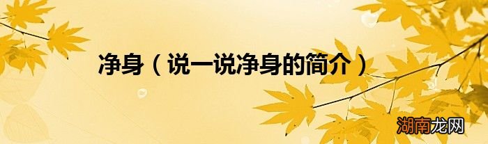 说一说净身的简介 净身