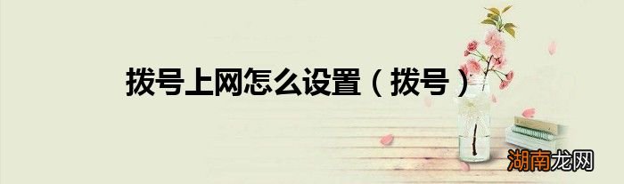 拨号 拨号上网怎么设置