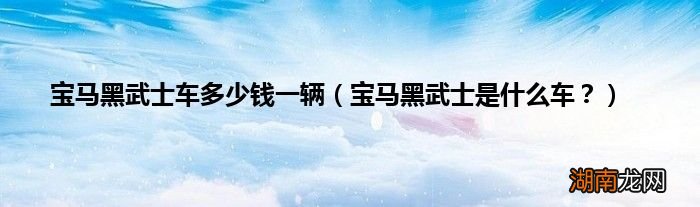 宝马黑武士是什么车? 宝马黑武士车多少钱一辆