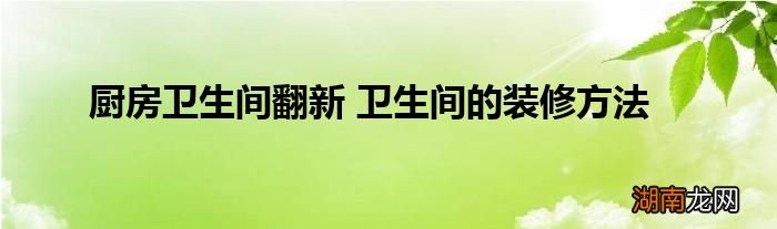 厨房卫生间翻新 卫生间的装修方法