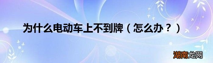 怎么办? 为什么电动车上不到牌