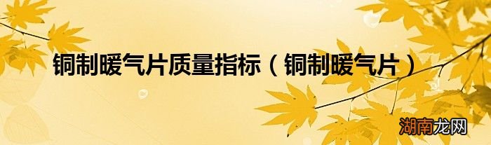铜制暖气片 铜制暖气片质量指标