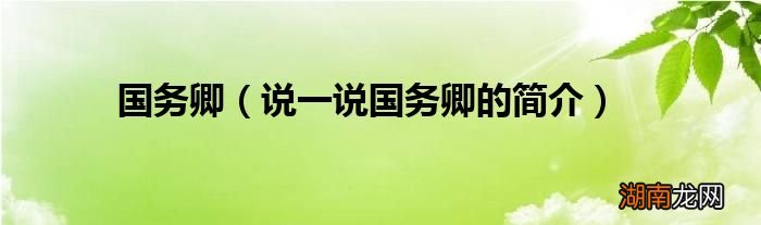 说一说国务卿的简介 国务卿