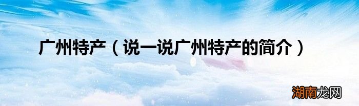 说一说广州特产的简介 广州特产