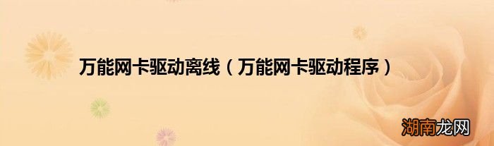 万能网卡驱动程序 万能网卡驱动离线