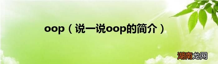 说一说oop的简介 oop