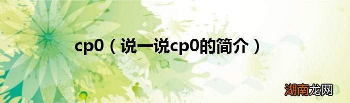 说一说cp0的简介 cp0