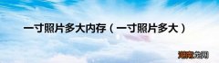 一寸照片多大 一寸照片多大内存