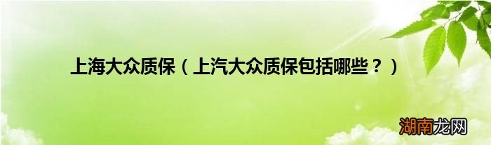 上汽大众质保包括哪些? 上海大众质保