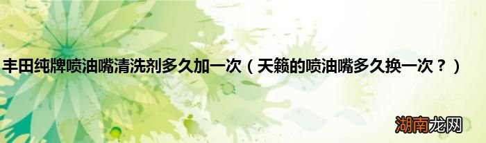 天籁的喷油嘴多久换一次? 丰田纯牌喷油嘴清洗剂多久加一次