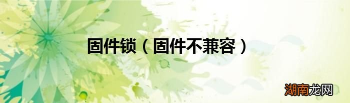 固件不兼容 固件锁