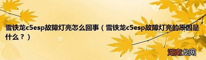 雪铁龙c5esp故障灯亮的原因是什么? 雪铁龙c5esp故障灯亮怎么回事