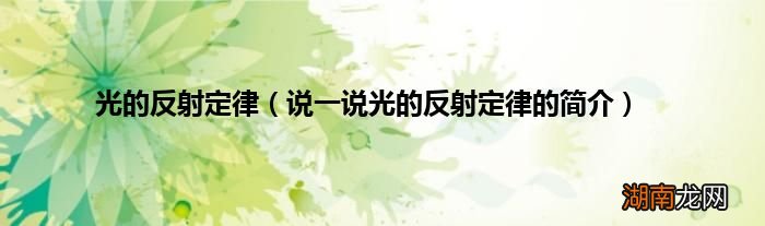 说一说光的反射定律的简介 光的反射定律