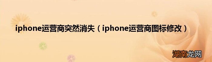 iphone运营商图标修改 iphone运营商突然消失