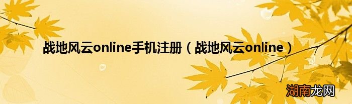 战地风云online 战地风云online手机注册