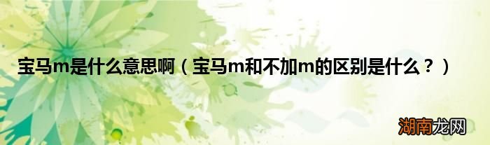 宝马m和不加m的区别是什么？ 宝马m是什么意思啊