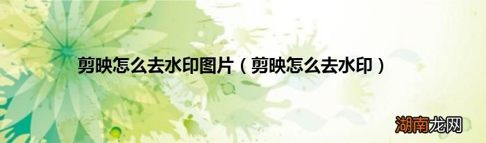 剪映怎么去水印 剪映怎么去水印图片