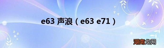 e63 e71 e63 声浪