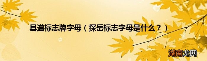 探岳标志字母是什么？ 县道标志牌字母