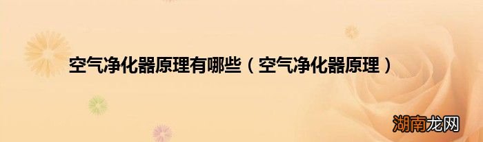 空气净化器原理 空气净化器原理有哪些