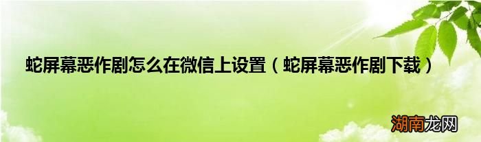 蛇屏幕恶作剧下载 蛇屏幕恶作剧怎么在微信上设置