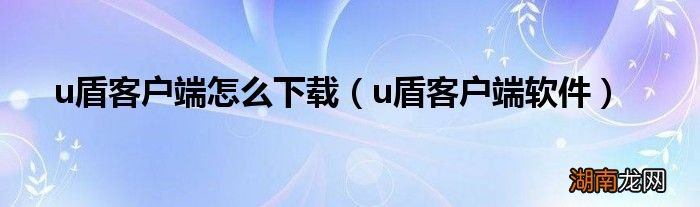 u盾客户端软件 u盾客户端怎么下载