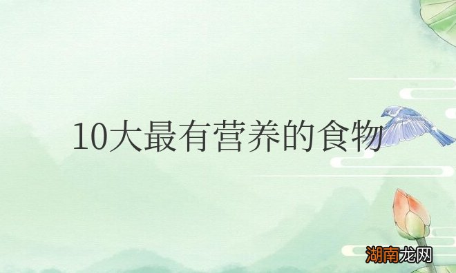 10大最有营养的食物不需要嚼
