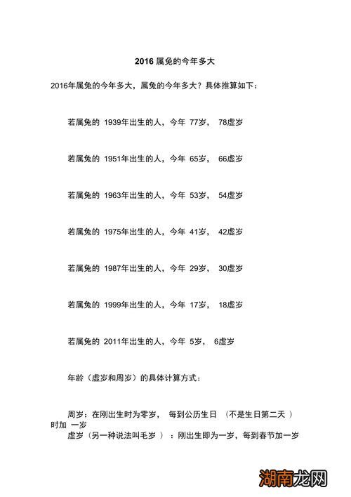 属兔的今年多大年龄2023