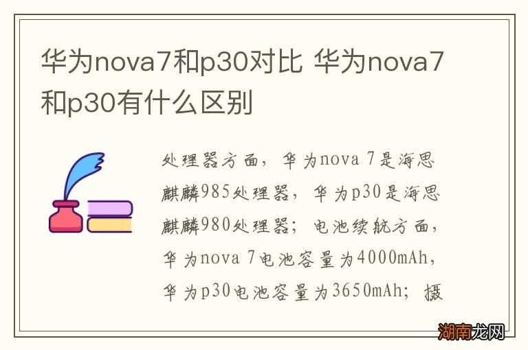 华为nova7和p30对比 华为nova7和p30有什么区别