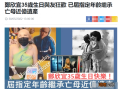 已到指定年龄继承沈殿霞遗产 郑少秋的女郑欣宜现状