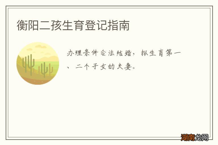 衡阳二孩生育登记指南