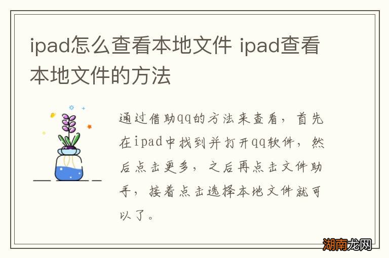 ipad怎么查看本地文件 ipad查看本地文件的方法