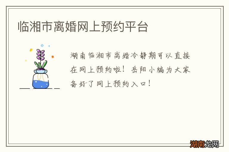 临湘市离婚网上预约平台